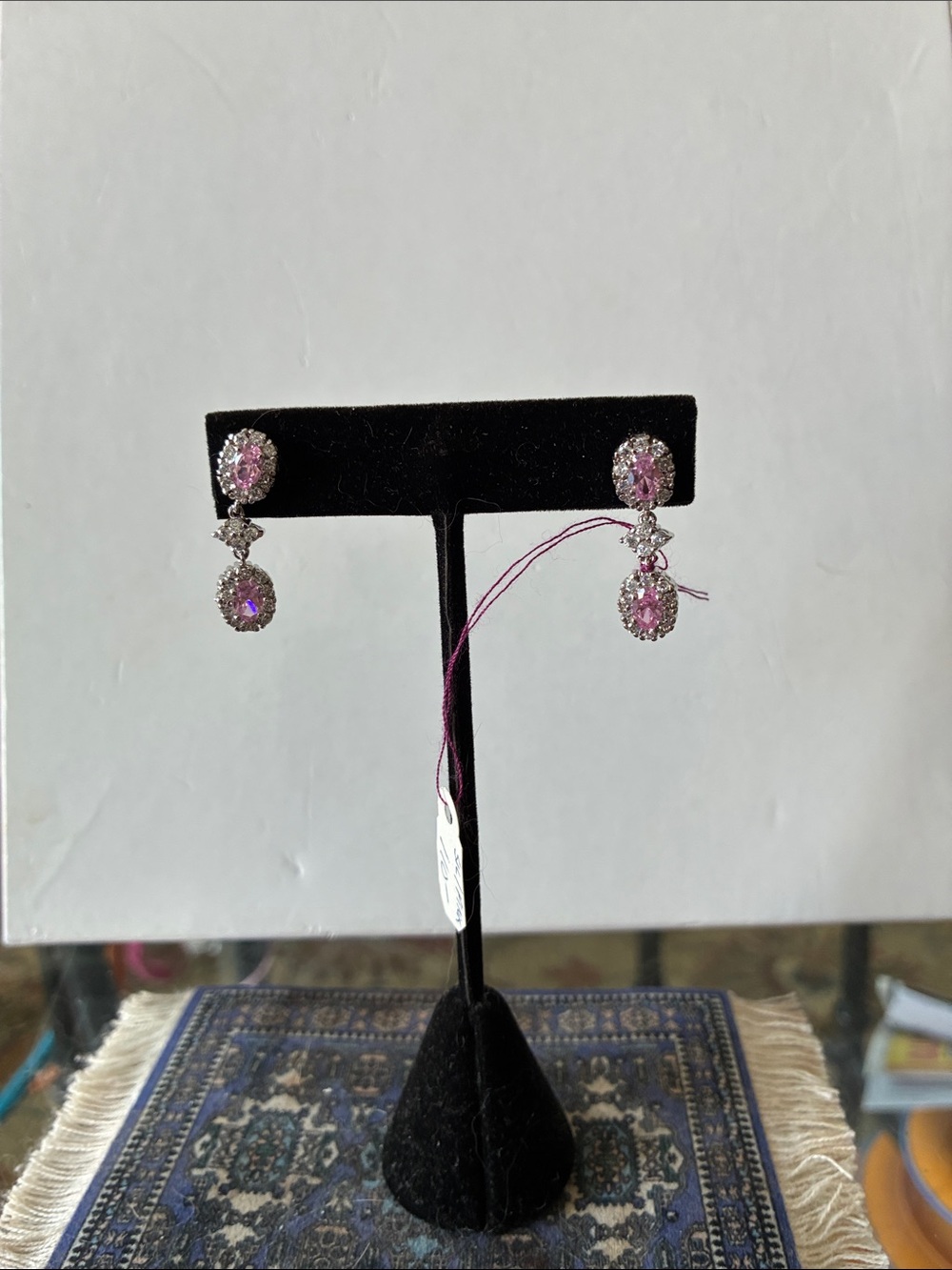 Elegant Pink Crystal Drop Earrings - Women Jewelry
